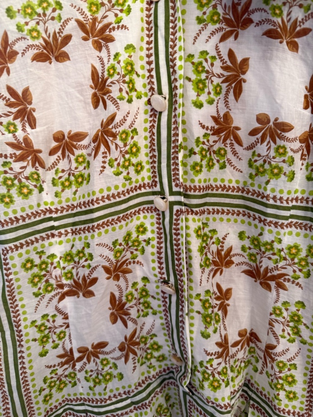 Vintage Flora Luxury Tile Shirtdress💯% Cotton Mother-of-Pearl Button Size: 8-10 - Picture 10 of 17